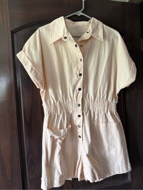 Creamy White Button-Front Romper